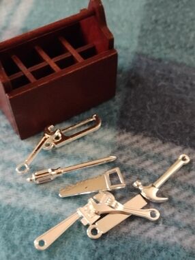 Miniature Silver Tool Charm Set Pendant Necklace for Men Accessories